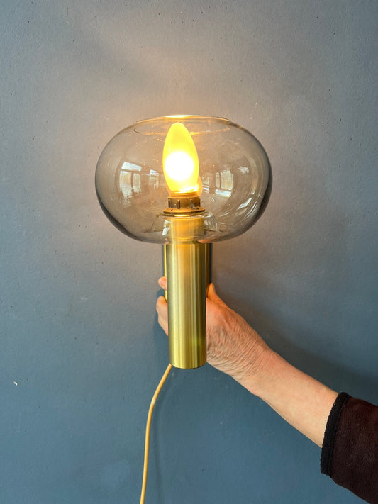 Mid Century Dijkstra Glass and Brass Sconce Wall Light