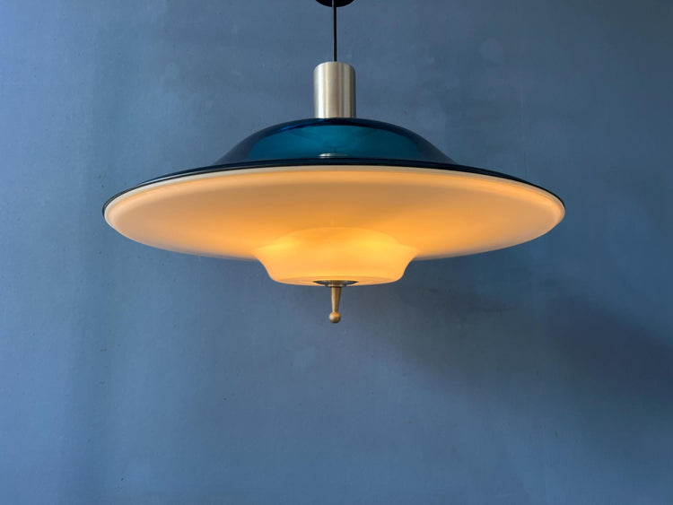 Blue UFO Flying Saucer Space Age Pendant Lamp
