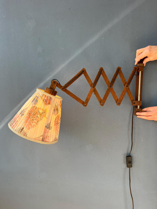Vintage Wooden Scissor Wall Lamp