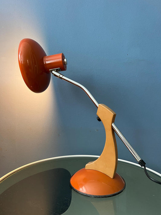 Massive Orange and Brown Fase Style Space Age Desk Lamp