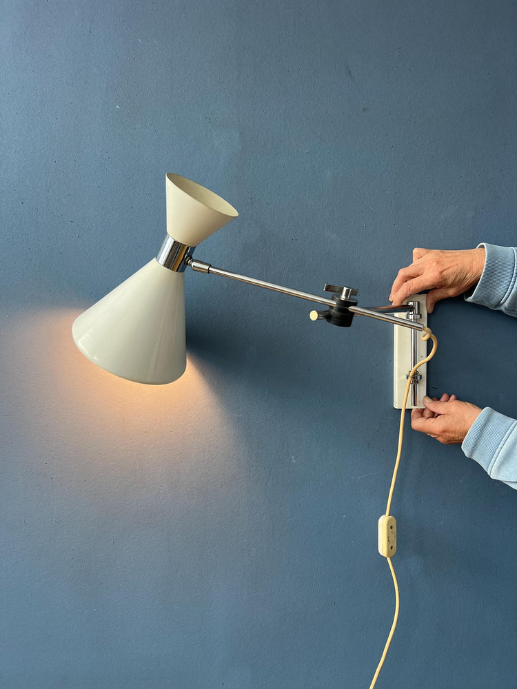 Beige Herda Diabolo Mid Century Swing Arm Wall Lamp