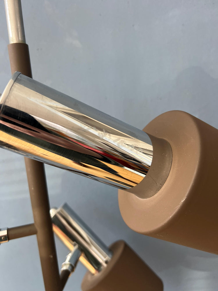 Vintage Brown and Chrome Dijkstra Space Age Floor Lamp