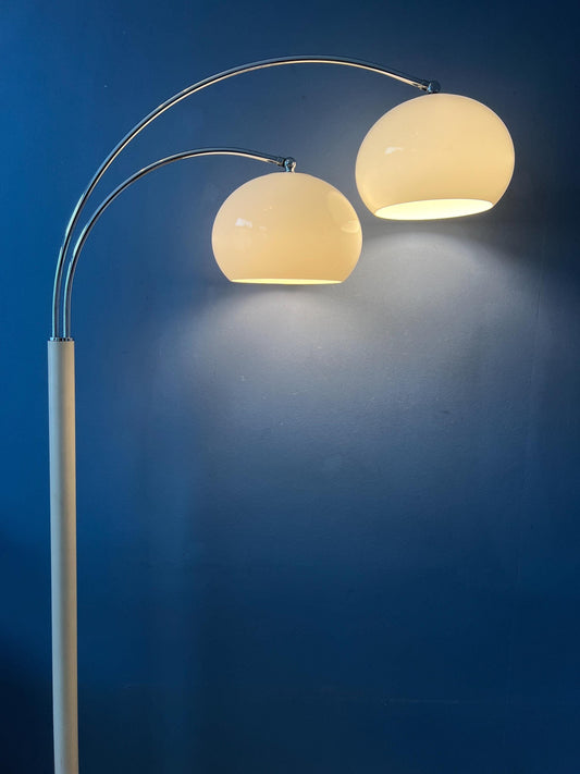 White Dijkstra Double Arc Space Age Mushroom Floor Lamp