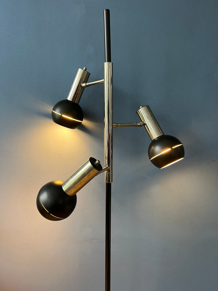 Vintage Black Wilko Eyeball Space Age Floor Lamp