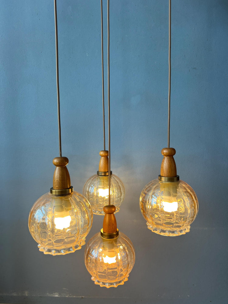 Vintge Hustadt Leuchten Glass Cascade Pendant Lamp