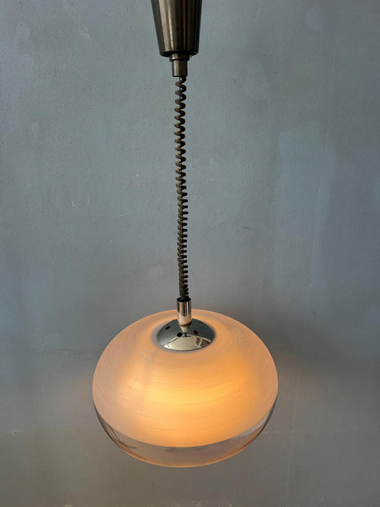 Mid Century Clear Acrylic Glass UFO Space Age Pendant Lamp
