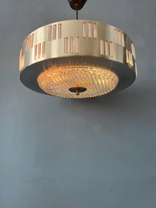 Mid Century UFO Pendant Lamp With Crystal Glass