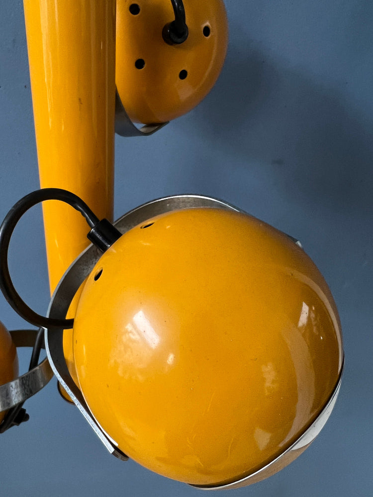 Vintage Space Age Pendant Lamp with Three Yellow Eyeball Shades