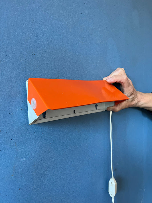 Small Mid Century Red/Orange Wall Lamp by Anvia / Bedside Light