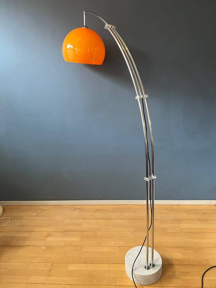 Vintage Arc Floor Lamp | Goffredo Reggiani Lamp | Orange Guzzini Style Floor Light | Space Age Lamp / Mid Century