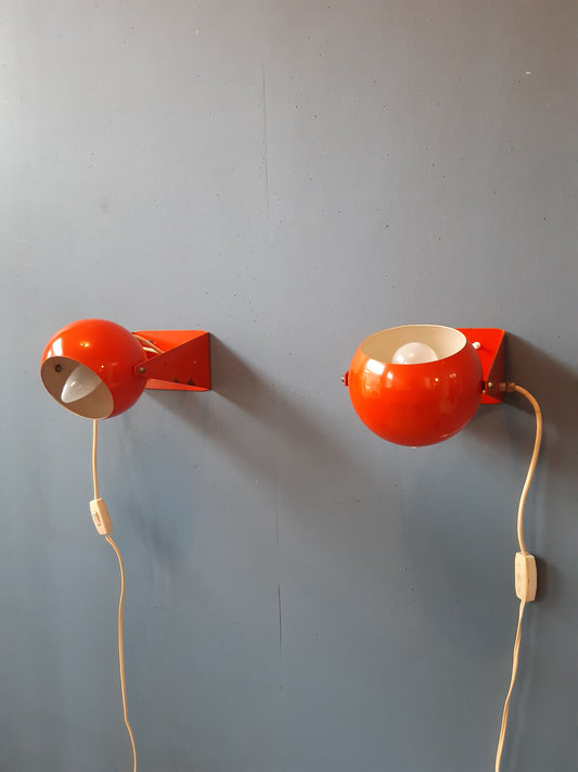 Vintage Pair of Orange Wall Lamps