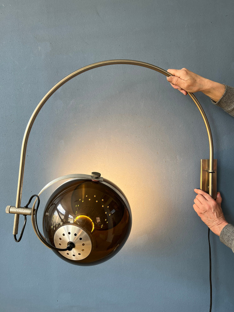 Vintage Space Age Arc Wall Lamp 'Globe' by Dijkstra | Mid Century Lighting | 70s Retro Light