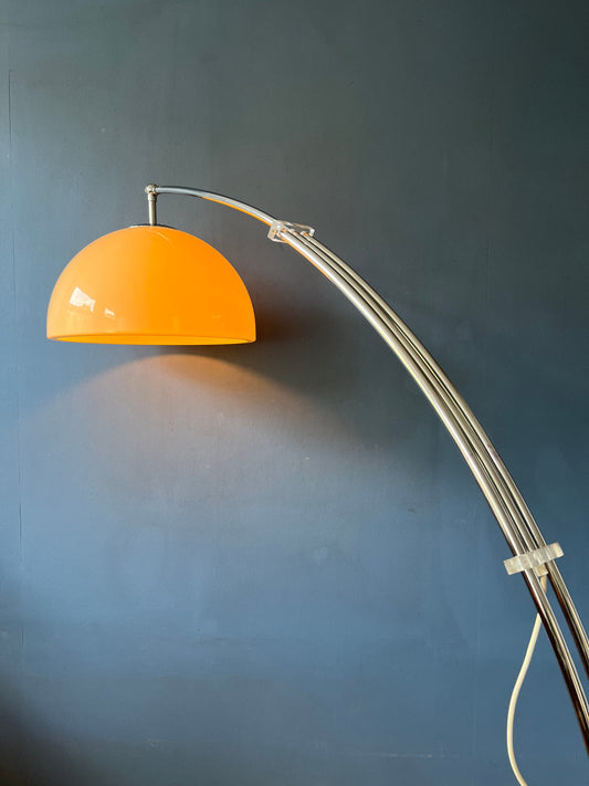 goffredo reggiani arc lamp, guzzini floor lamp, vintage arc floor lamp, space age floor lamp