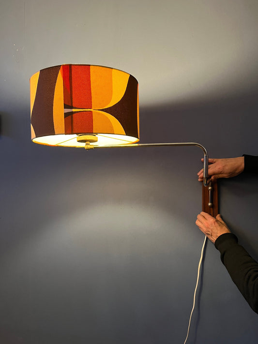 Space Age Swing-Arm Wall Lamp with Orange Flower Shade