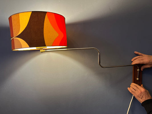 Space Age Swing-Arm Wall Lamp with Orange Flower Shade