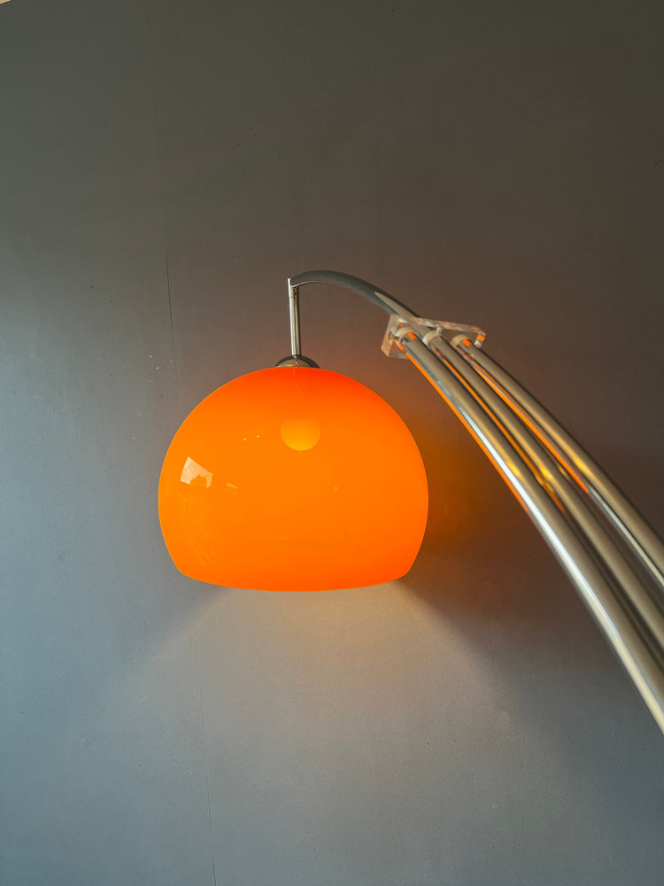 Vintage Arc Floor Lamp | Goffredo Reggiani Lamp | Orange Guzzini Style Floor Light | Space Age Lamp / Mid Century