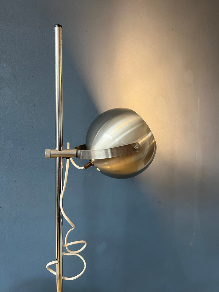 Space Age Eyeball Floor Lamp - Silver Mid Century Standing Light