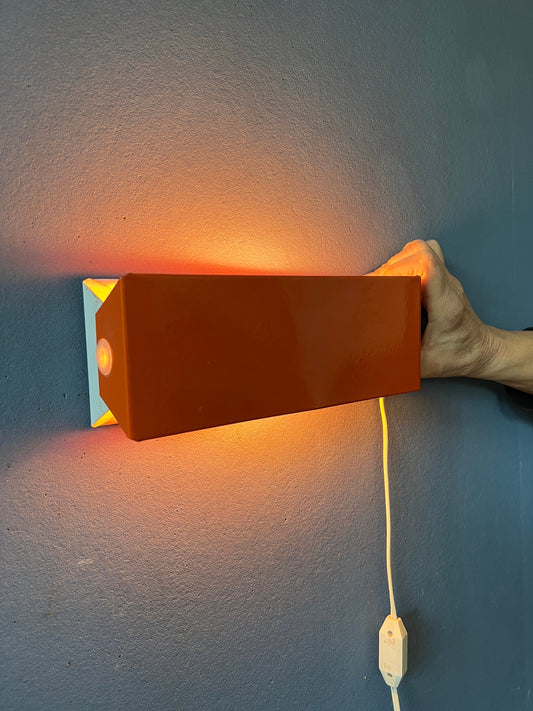 Small Mid Century Red/Orange Wall Lamp by Anvia / Bedside Light