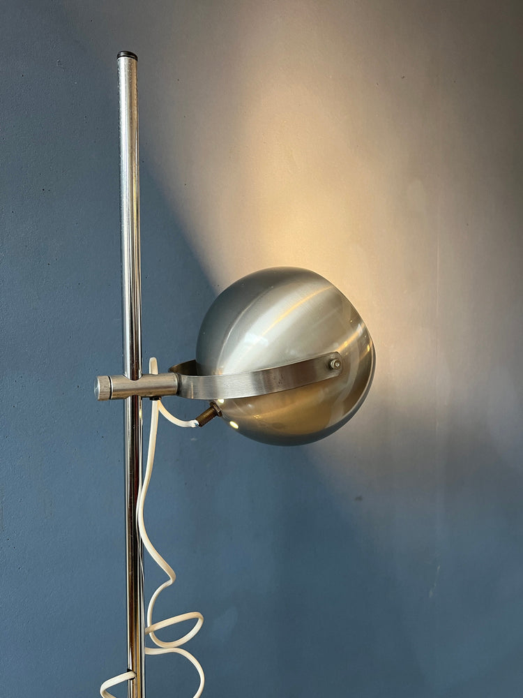 Space Age Eyeball Floor Lamp - Silver Mid Century Standing Light