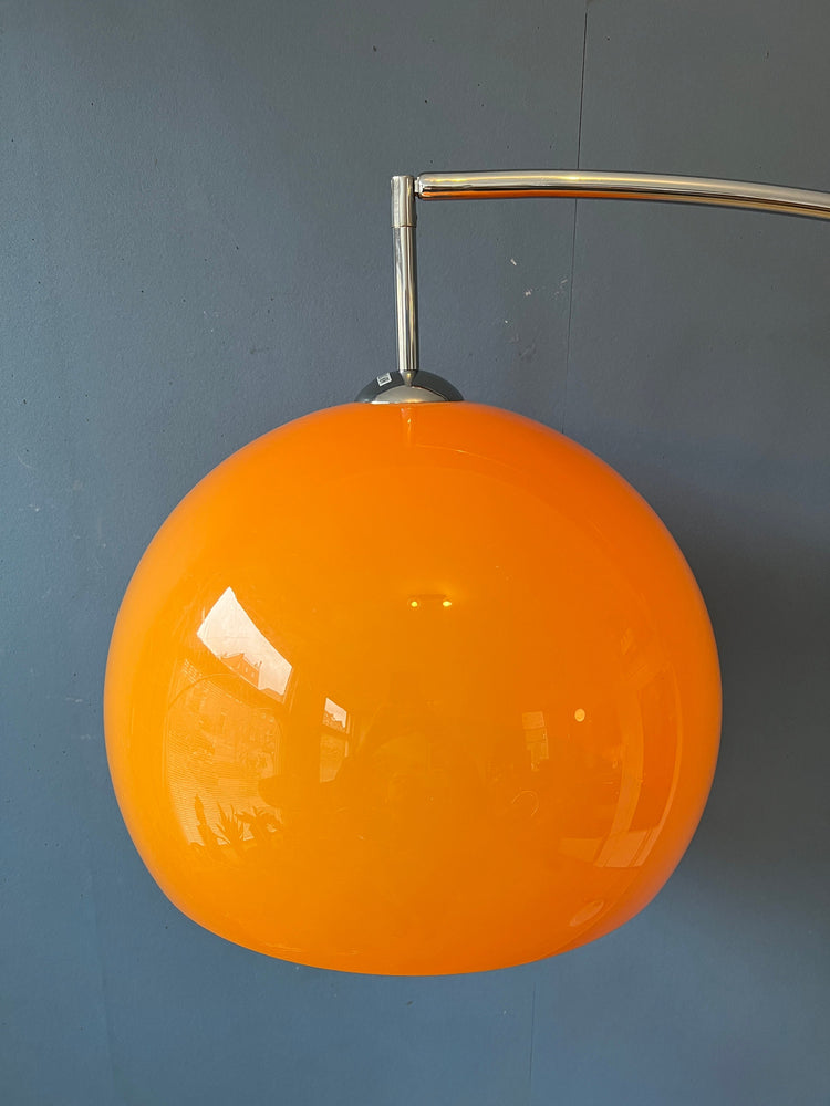 Vintage Arc Floor Lamp | Goffredo Reggiani Lamp | Orange Guzzini Style Floor Light | Space Age Lamp / Mid Century