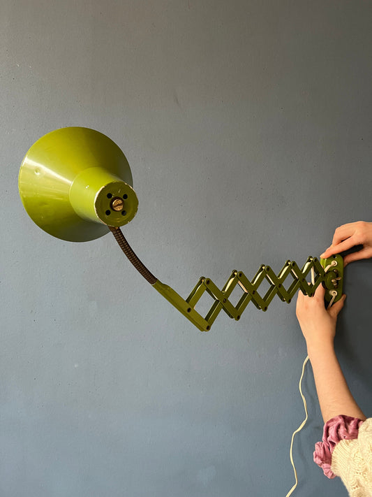 Green Space Age Scissor Wall Lamp / Mid Century Modern Light / 70s Vintage Lighting