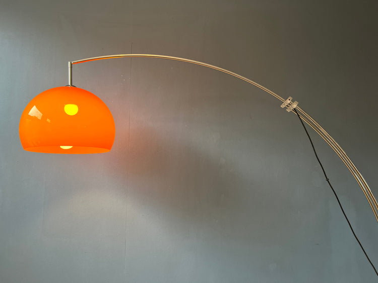 Vintage Arc Floor Lamp | Goffredo Reggiani Lamp | Orange Guzzini Style Floor Light | Space Age Lamp / Mid Century