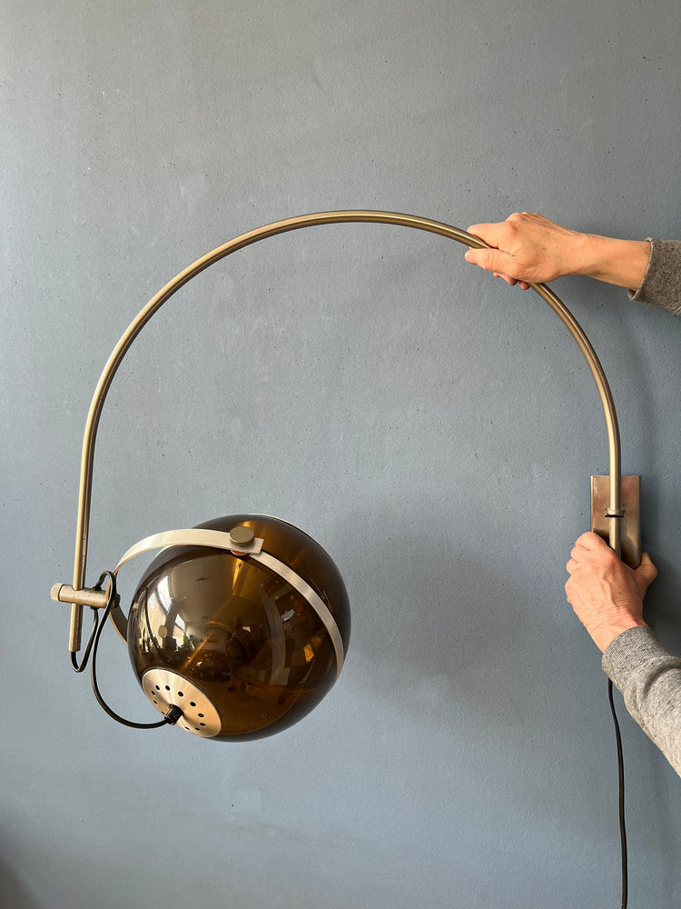 Vintage Space Age Arc Wall Lamp 'Globe' by Dijkstra | Mid Century Lighting | 70s Retro Light