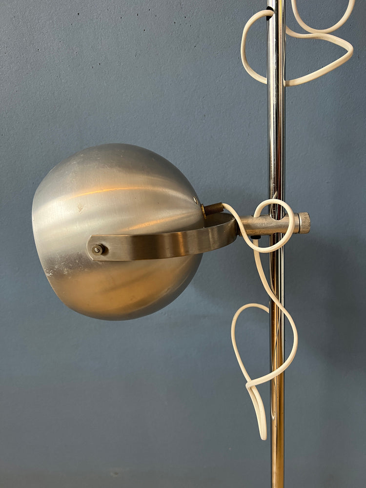 Space Age Eyeball Floor Lamp - Silver Mid Century Standing Light