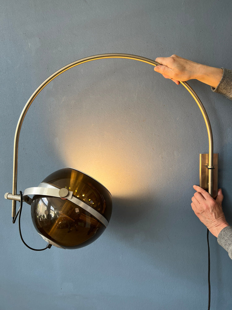 Vintage Space Age Arc Wall Lamp 'Globe' by Dijkstra | Mid Century Lighting | 70s Retro Light