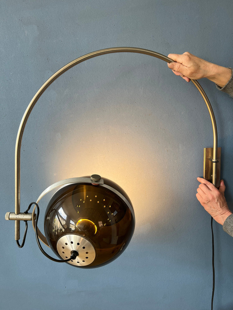 Vintage Space Age Arc Wall Lamp 'Globe' by Dijkstra | Mid Century Lighting | 70s Retro Light