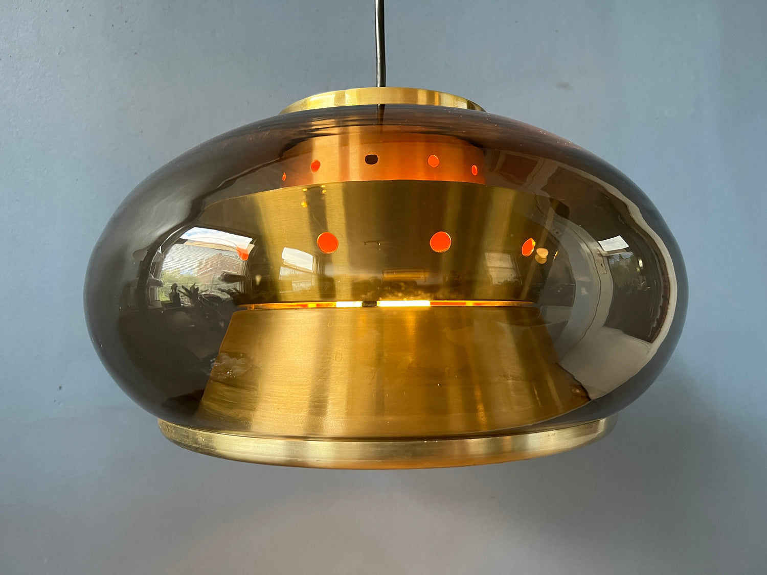 Vintage Pendant Lamp Doria Leuchten Space Age Lamp 70s Glass