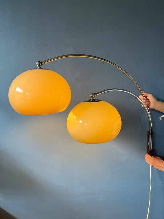 Vintage Dijkstra Double Arc Wall Lamp | Space Age Mushroom Lamp | Vintage 70s Sconce