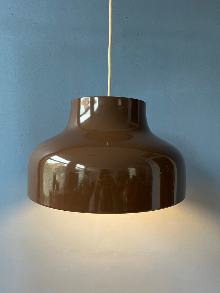 Vintage Mid Century Metal Pendant Light in Brown