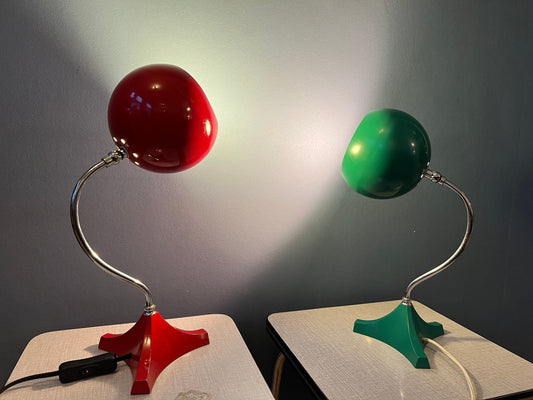 Vintage Set (2) Eyeball Table Lamps / Space Age Desk Lamp / Mid Century Lamp