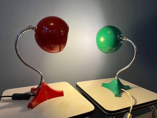 Vintage Set (2) Eyeball Table Lamps / Space Age Desk Lamp / Mid Century Lamp