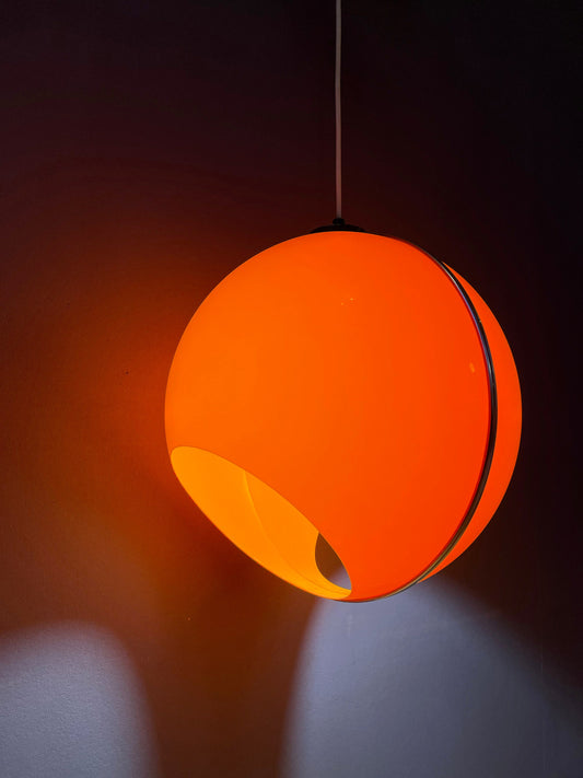 Vintage Orange Space Age Pendant Lamp / Mid Century Lamp