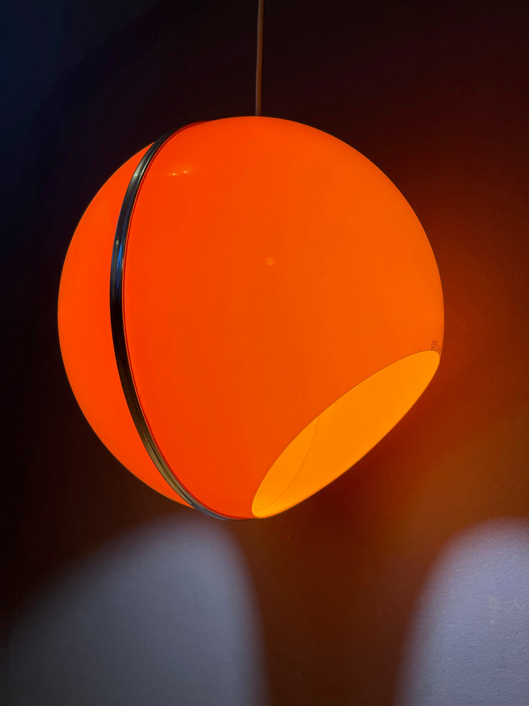 Vintage Orange Space Age Pendant Lamp / Mid Century Lamp