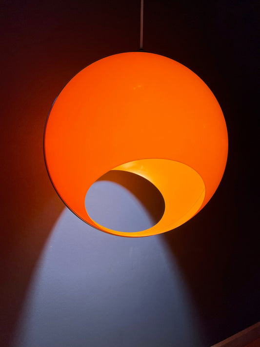Vintage Orange Space Age Pendant Lamp / Mid Century Lamp
