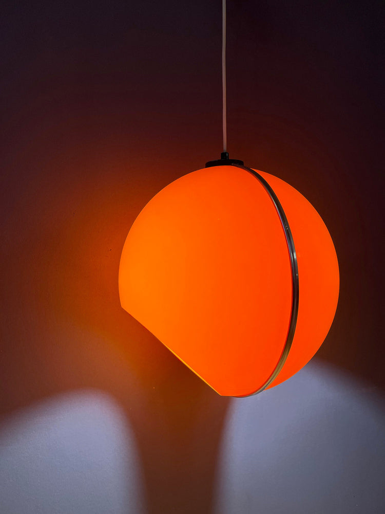 Vintage Orange Space Age Pendant Lamp / Mid Century Lamp